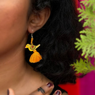 Tweety Jhumka | Yellow Patwa Thread Earrings with Tassels | JanpathOnline Tiraz November'24