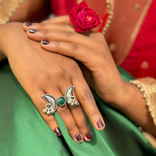 Meenakshi Adjustable Ring | Sadabahaar Oxidised Jewellery JanpathOnline Nov'24