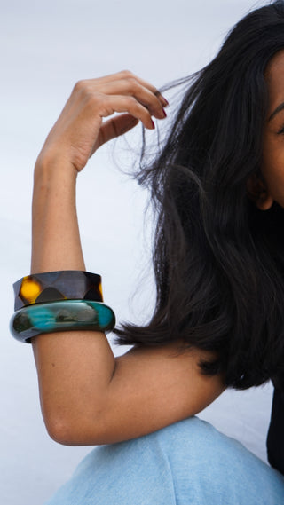 Nahal | Vintage Wooden & Resin Bangle Stack