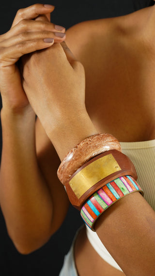 Jamila | Vintage Wooden & Resin Bangle Stack