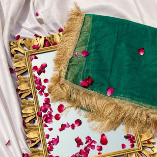 Aamna Dupatta | Green Tissue Dupatta with Golden Zari | Kinaari 2024