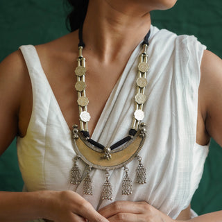 The Mahadevi Lambani Coin & Moon Necklace with Black Threads