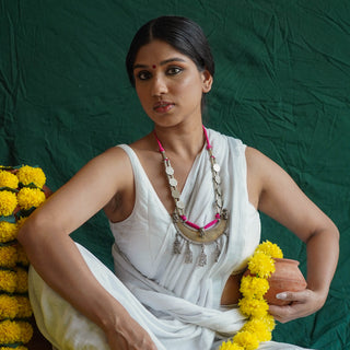 The Sundari Lambani Necklace with Coin & Pink Threads