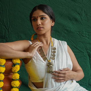 Bhavani Yellow Thread Long Coin Necklace