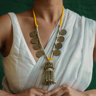 Bhavani Yellow Thread Long Coin Necklace