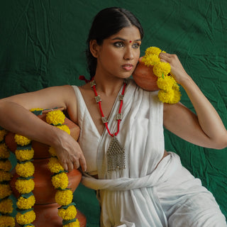 Jagadamba Red Thread  Long Necklace
