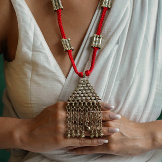 Jagadamba Red Thread  Long Necklace