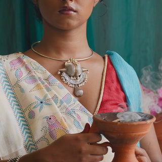 Ojaswi | Statement Dual Shaded Pendant with Pearl Finish