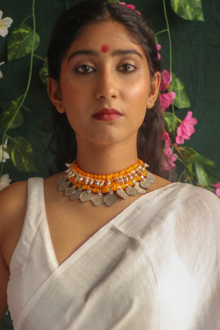 Amodita Coin Choker with Yellow Threads