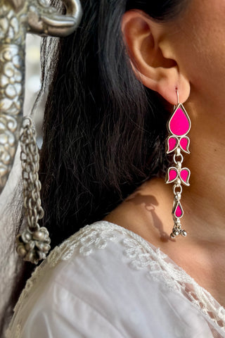 Phoolon Ki Qali Mirrorwork Earrings | The Chandni Collection