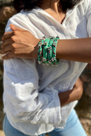 The Pista Bangle Pair of Two | Block Print Bangles