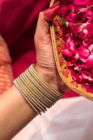 The Sunehri Moti Stack | Golden Hued Pearl Bangles