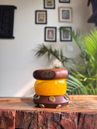 The Sunshine Stack | Vintage Wooden & Resin Bangle Stack