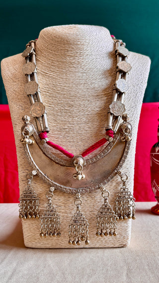 The Sundari Lambani Necklace with Coin & Pink Threads