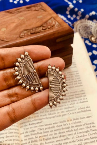 Jaipuri Crescent Studs