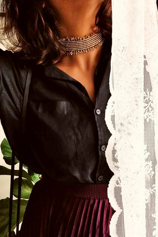 Silver Metal Beaded Choker