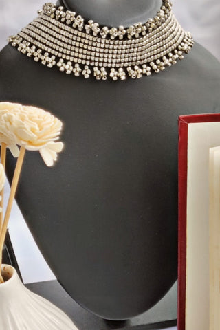 Silver Metal Beaded Choker