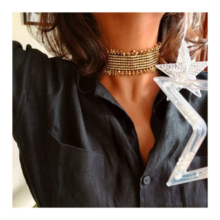 Bronze Metal Beaded Choker