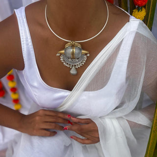 Ojaswi | Statement Dual Shaded Pendant with Pearl Finish
