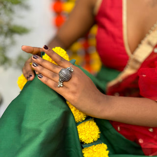 Ghungroo Moti Adjustable Ring | Sadabahaar Oxidised Jewellery JanpathOnline Nov'24