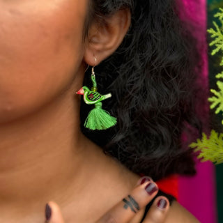 Tote Wala Jhumka | Green Patwa Thread Earrings with Tassels | JanpathOnline Tiraz November'24