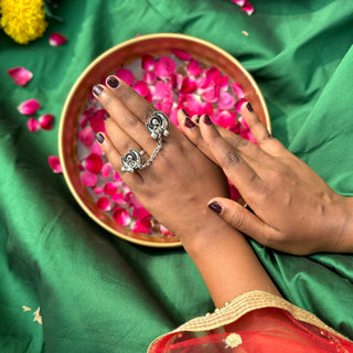 Chaand Sitaare Adjustable Ring | Sadabahaar Oxidised Jewellery JanpathOnline Nov'24