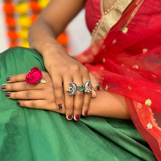 Meenakshi Adjustable Ring | Sadabahaar Oxidised Jewellery JanpathOnline Nov'24