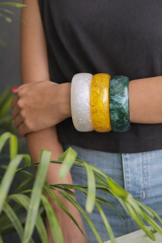 Anima | Vintage Wooden & Resin Bangle Stack
