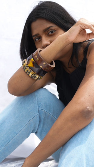 Yasrah  | Vintage Wooden & Resin Bangle Stack