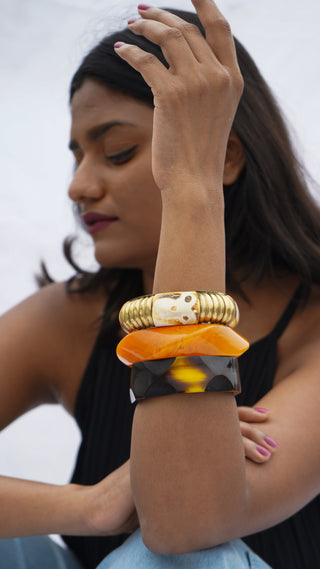 Zehra | One of a Kind Vintage Wooden Handpainted Bangle Stack