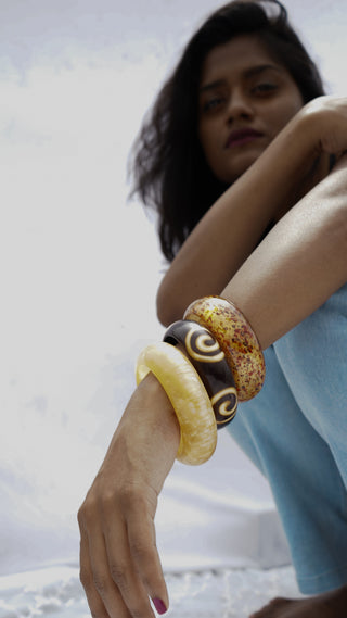 Hajra | Vintage Wooden & Resin Bangle Stack