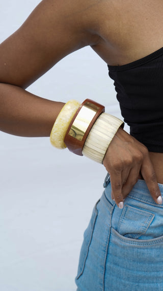 Malak | Vintage Wooden & Resin Bangle Stack