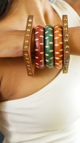 Jamila | Vintage Wooden & Resin Bangle Stack