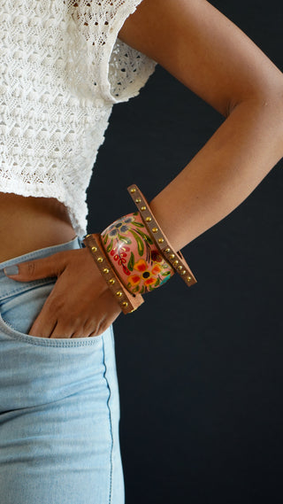 Fatima | Vintage Wooden & Resin Bangle Stack