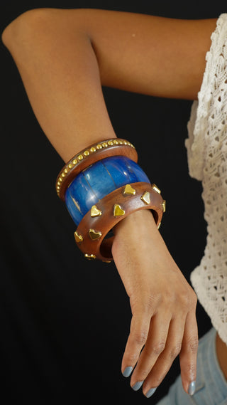 Sara | Vintage Wooden & Resin Bangle Stack