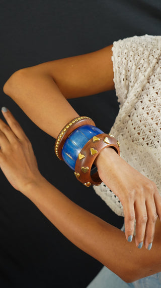 Sara | Vintage Wooden & Resin Bangle Stack