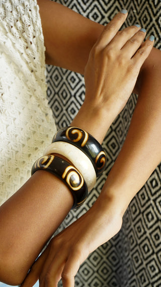 Yasmine  | Vintage Wooden & Resin Bangle Stack