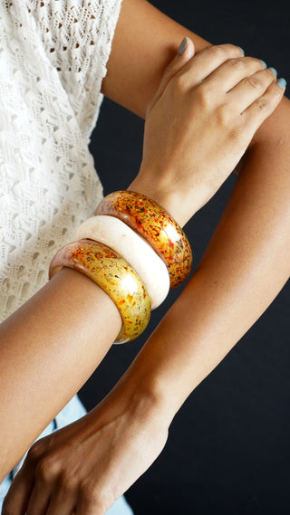 Shirin  | Vintage Wooden & Resin Bangle Stack