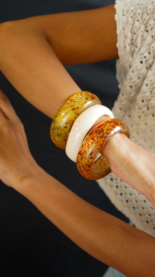 Shirin  | Vintage Wooden & Resin Bangle Stack