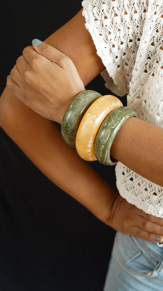 Rashi | Vintage Wooden & Resin Bangle Stack
