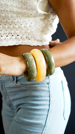 Rashi | Vintage Wooden & Resin Bangle Stack
