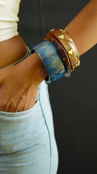 Swarna | Vintage Wooden & Resin Bangle Stack