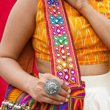 Load image into Gallery viewer, Mira Knitted Jholas with Mirrorwork Belt | Kutch Ke rang
