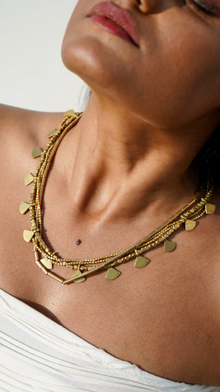 The Maia Three Layered Beaded Necklace | Devi Dokra Jewellery by JanpathOnline