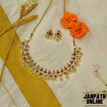 Load image into Gallery viewer, Keerthy | Stonework &amp; Pearl Necklace Set | Abhushanam
