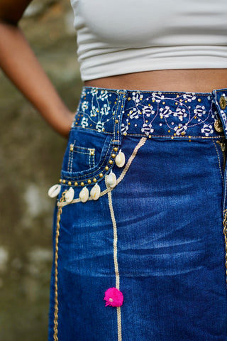 The Red Pom Pom Denim Skirt | Durga Pujo & Navratri Special Hasrat Gully Drop