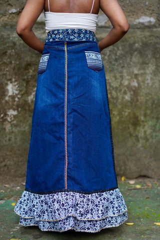 The Red Pom Pom Denim Skirt | Durga Pujo & Navratri Special Hasrat Gully Drop