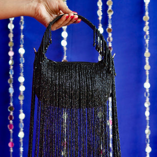 Lady of the Night ~ Black Glass Beaded Bag | Bheeni Bheeni