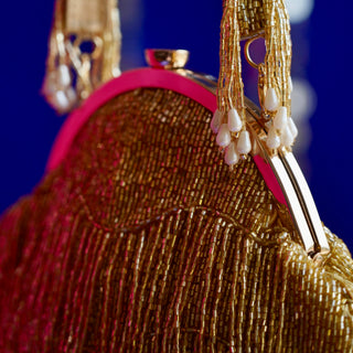 The Zareen ~ Gold Glass Beaded Bag | Bheeni Bheeni