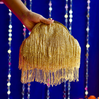 The Zareen ~ Gold Glass Beaded Bag | Bheeni Bheeni